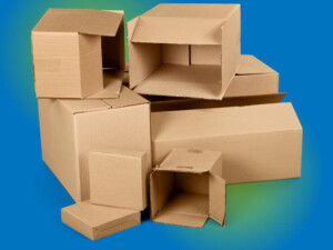 A pile of cardboard shipping boxes